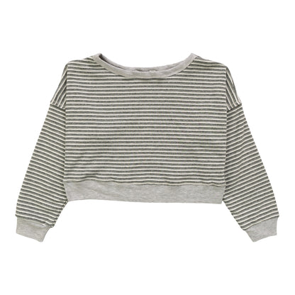 Long-Sleeved Crew Pullover (Gray Stripes)