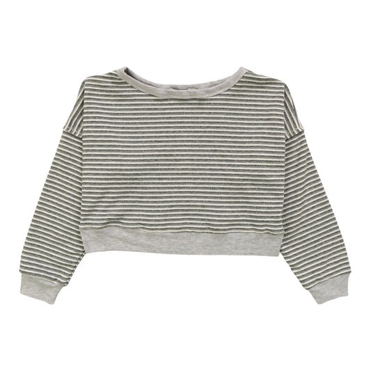 Long-Sleeved Crew Pullover (Gray Stripes)