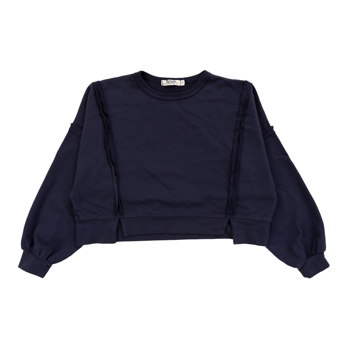 Raw-Edge Slit Hem Sweatshirt