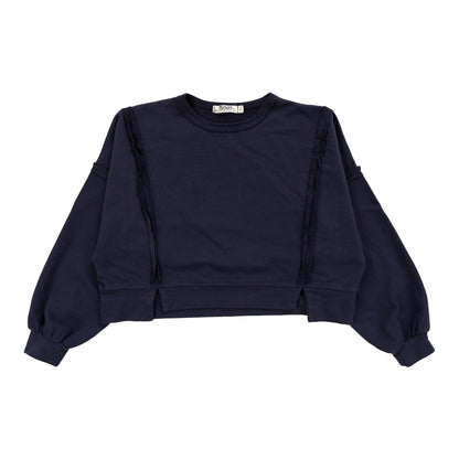 Raw-Edge Slit Hem Sweatshirt