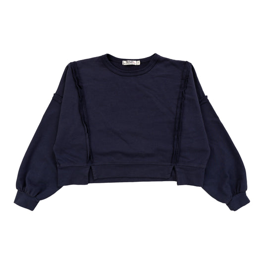 Raw-Edge Slit Hem Sweatshirt