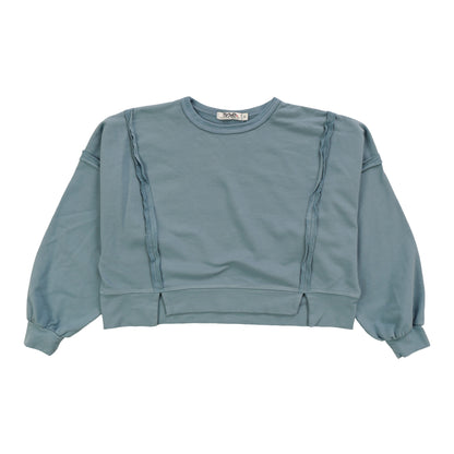 Raw-Edge Slit Hem Sweatshirt