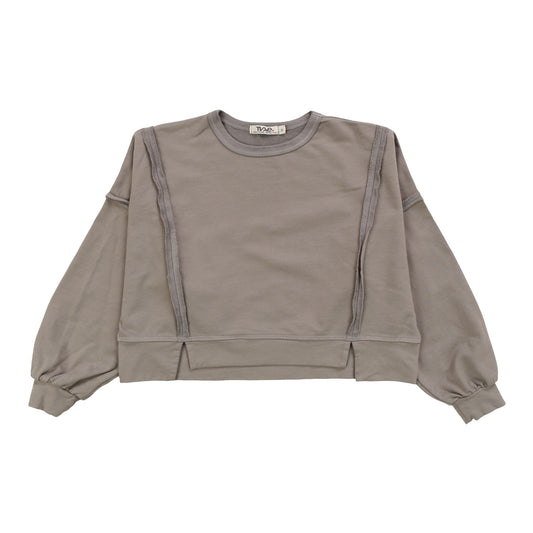 Raw-Edge Slit Hem Sweatshirt