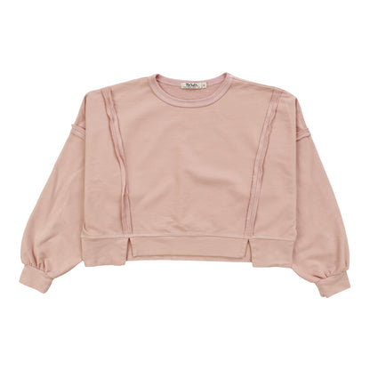 Raw-Edge Slit Hem Sweatshirt