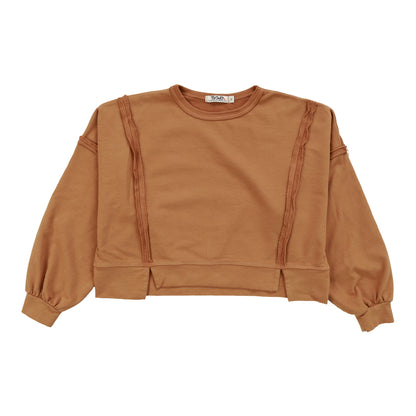 Raw-Edge Slit Hem Sweatshirt