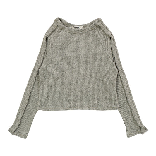 Sleeve-Ruffle Long-Sleeved Top