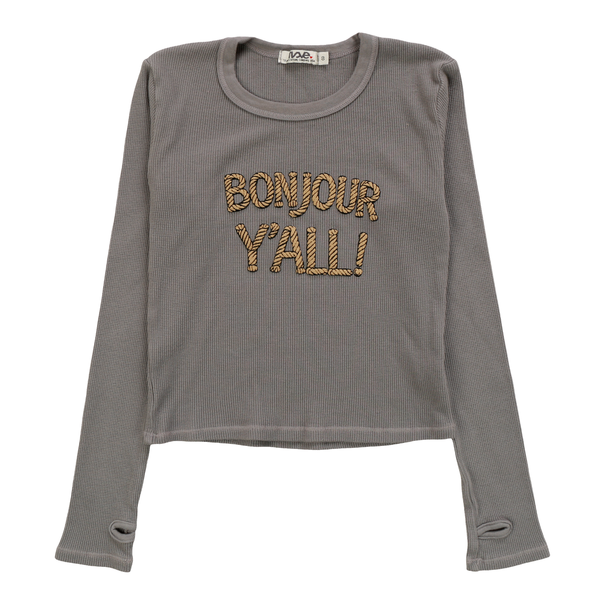 Signature Long-Sleeved Thermal Shirt with Thumbholes ("BONJOUR Y'ALL!")