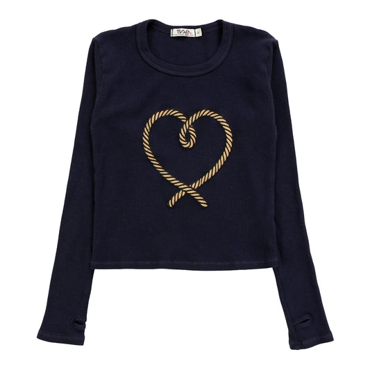 Signature Long-Sleeved Thermal Shirt with Thumbholes (Rope Heart Print)