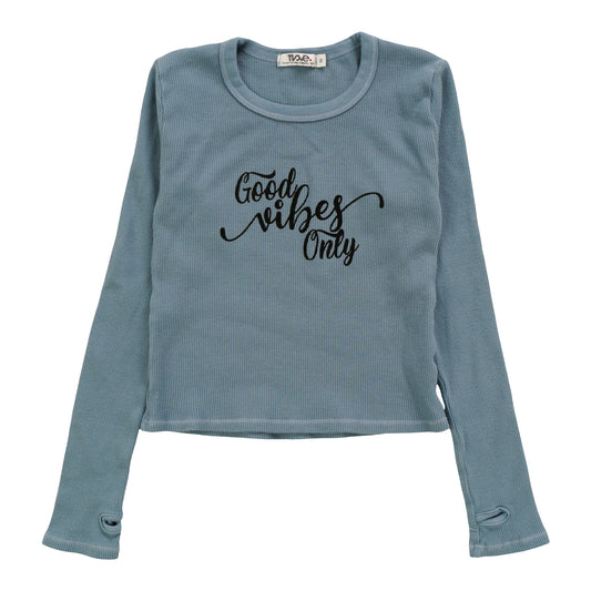 Signature Long-Sleeved Thermal Shirt with Thumbholes ("Good Vibes Only")