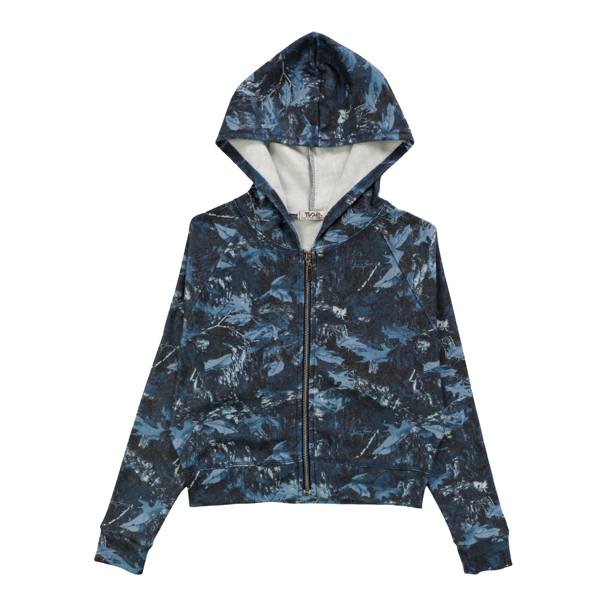 Wide Cropped Hooded Jacket (Navy Forest Pattern)