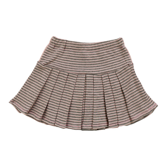 Pleated Skirt with Piping (Gray Stripes)