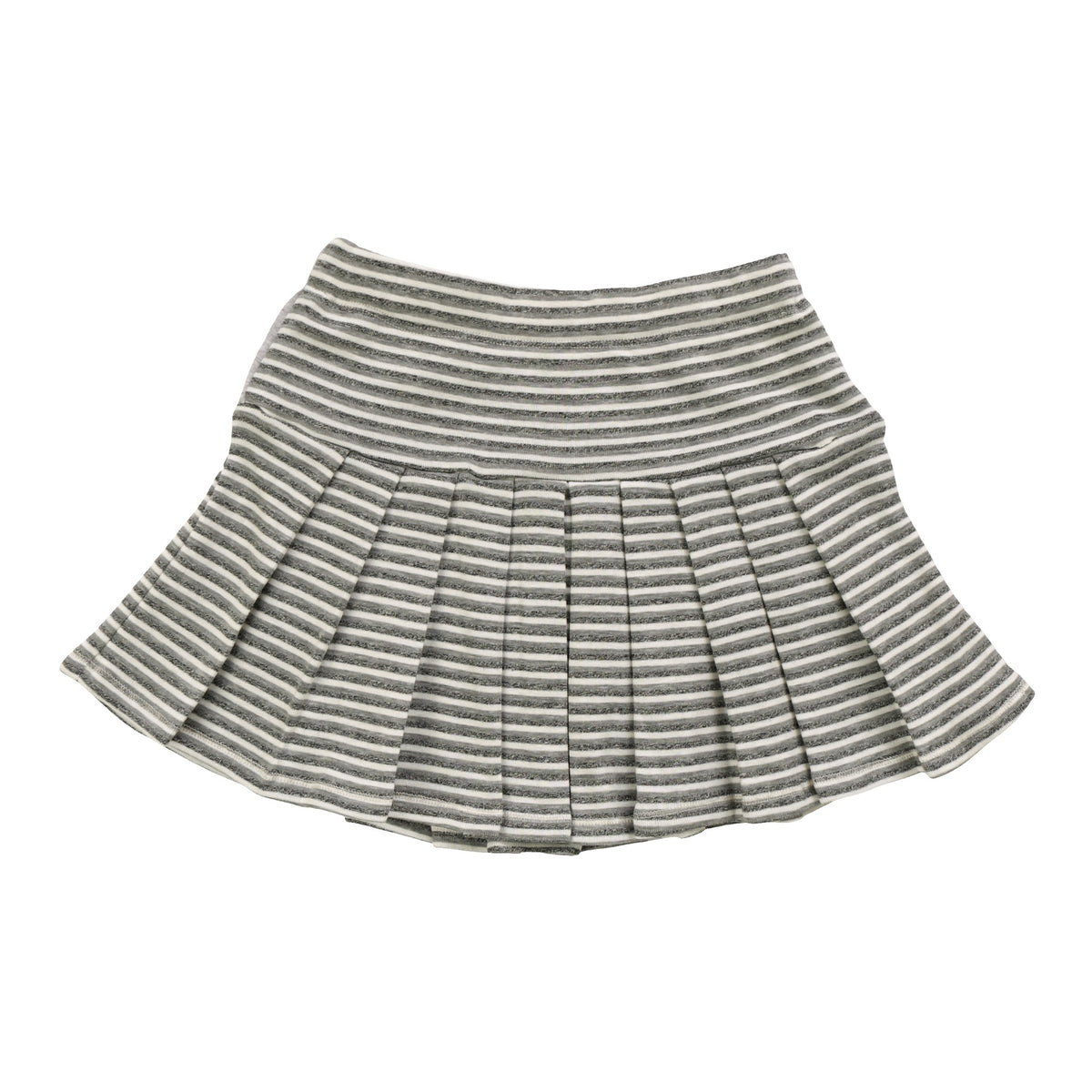 Pleated Skirt with Piping (Gray Stripes)