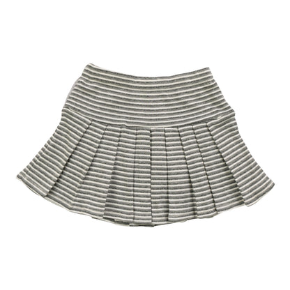 Pleated Skirt with Piping (Gray Stripes)