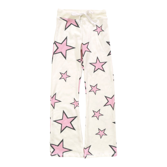 Relaxed Bootcut Pants (Pink Stars Pattern)