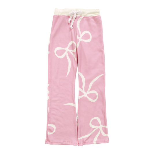Relaxed Bootcut Pants (White Bow Pattern)