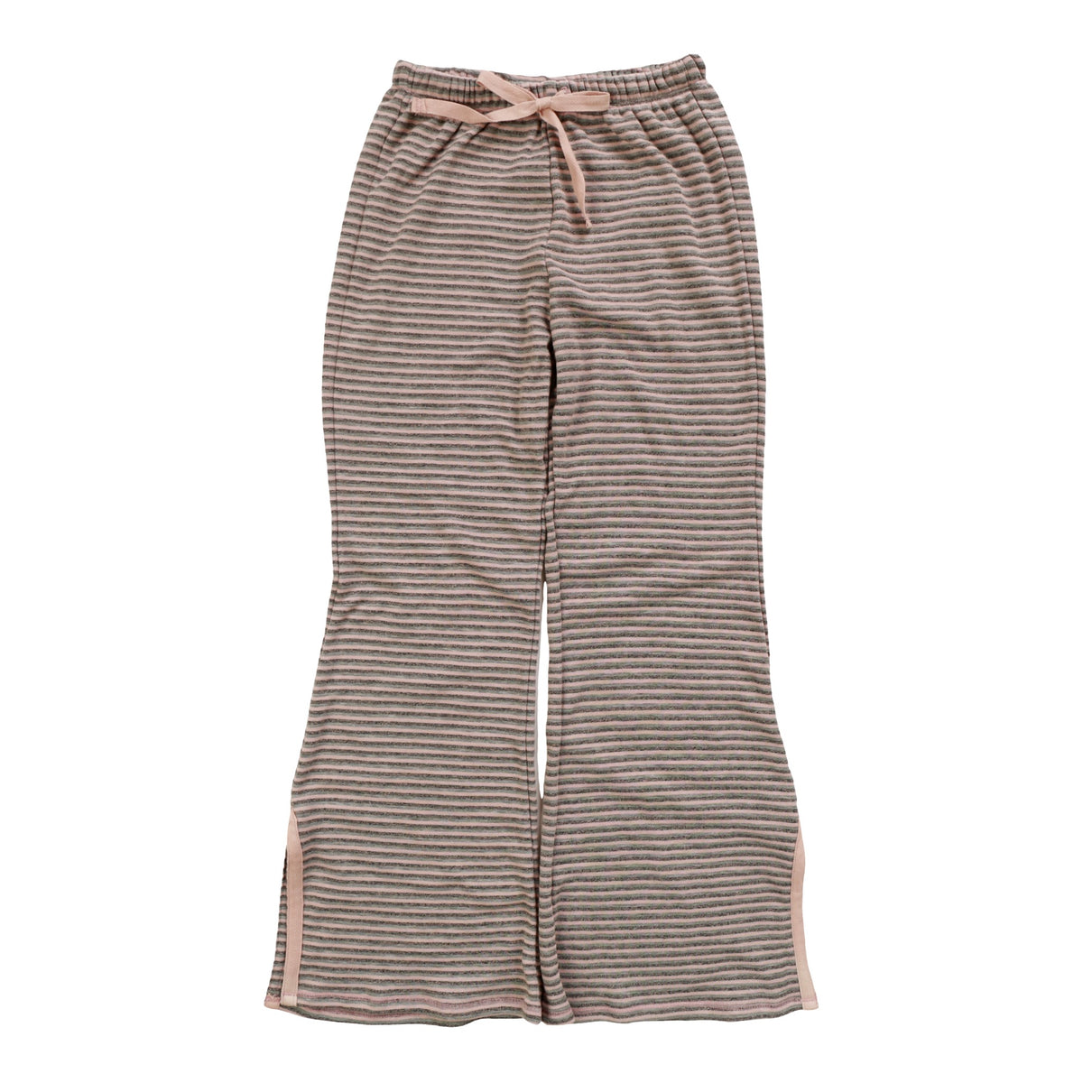 Side-Slitted Flare Pants (Gray Stripes)