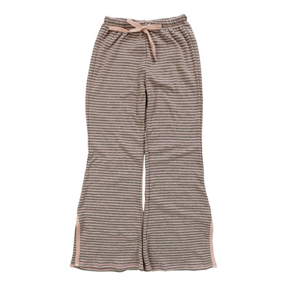 Side-Slitted Flare Pants (Gray Stripes)
