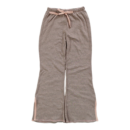 Side-Slitted Flare Pants (Gray Stripes)