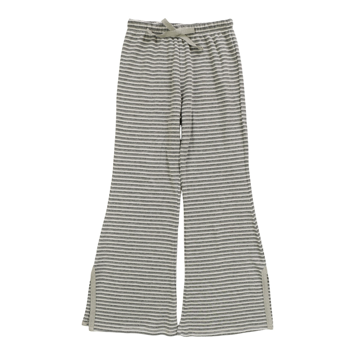 Side-Slitted Flare Pants (Gray Stripes)