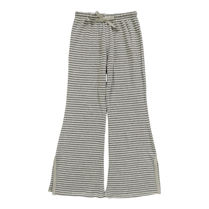Side-Slitted Flare Pants (Gray Stripes)