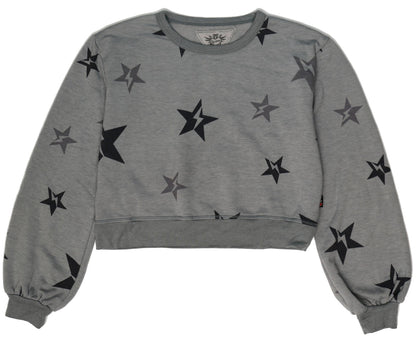 Puffed Long-Sleeved Crew Top (Star Bolt Pattern)