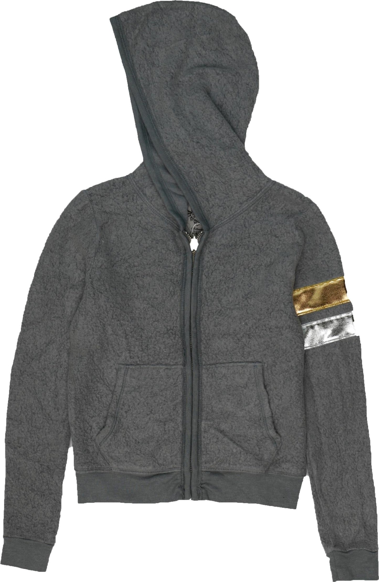 Contrasting Foil-Strip Sleeve Hooded Jacket