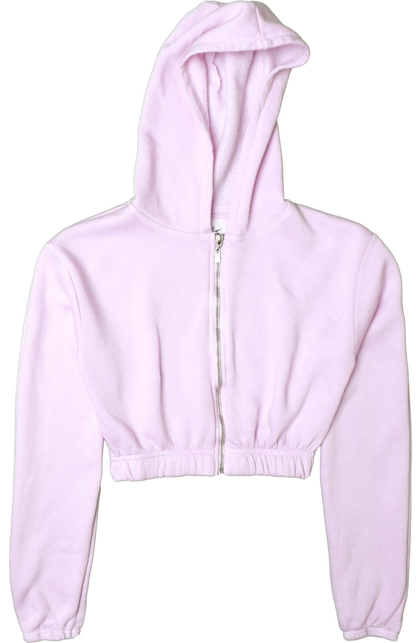 Cropped Elastic-Cuffed Hooded Jacket (Reversed-Fabric)