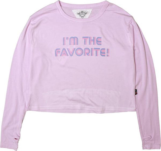 Long-Sleeved Boxy Tee with Thumbholes ("I'M THE FAVORITE!")