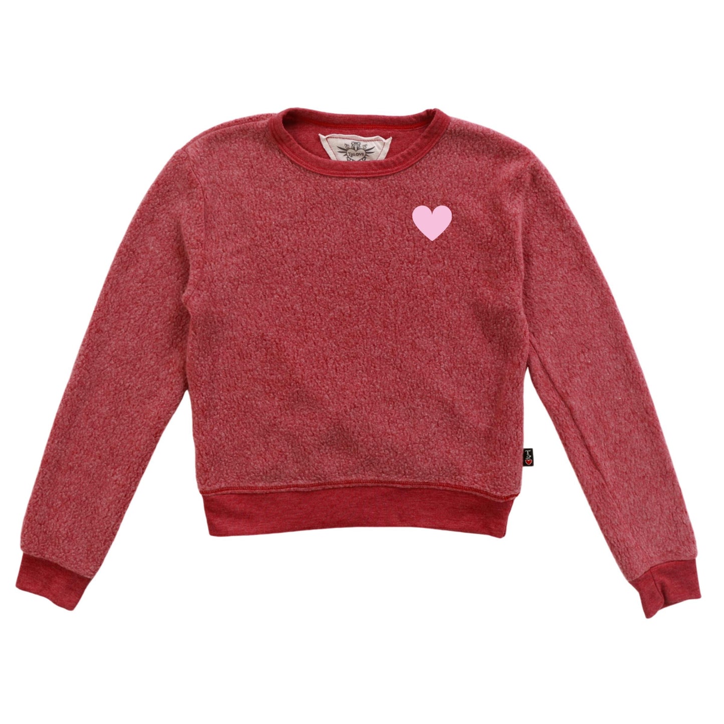 Classic Crewneck (Reversed-Fabric Mini Pink Heart Print)