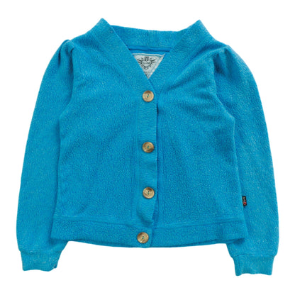 Puff-Sleeve Cardigan (Reversed-Fabric)