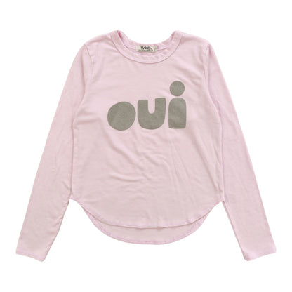 Heather Signature Round-Bottom Long-Sleeved Shirt ("oui")