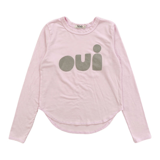 Heather Signature Round-Bottom Long-Sleeved Shirt ("oui")