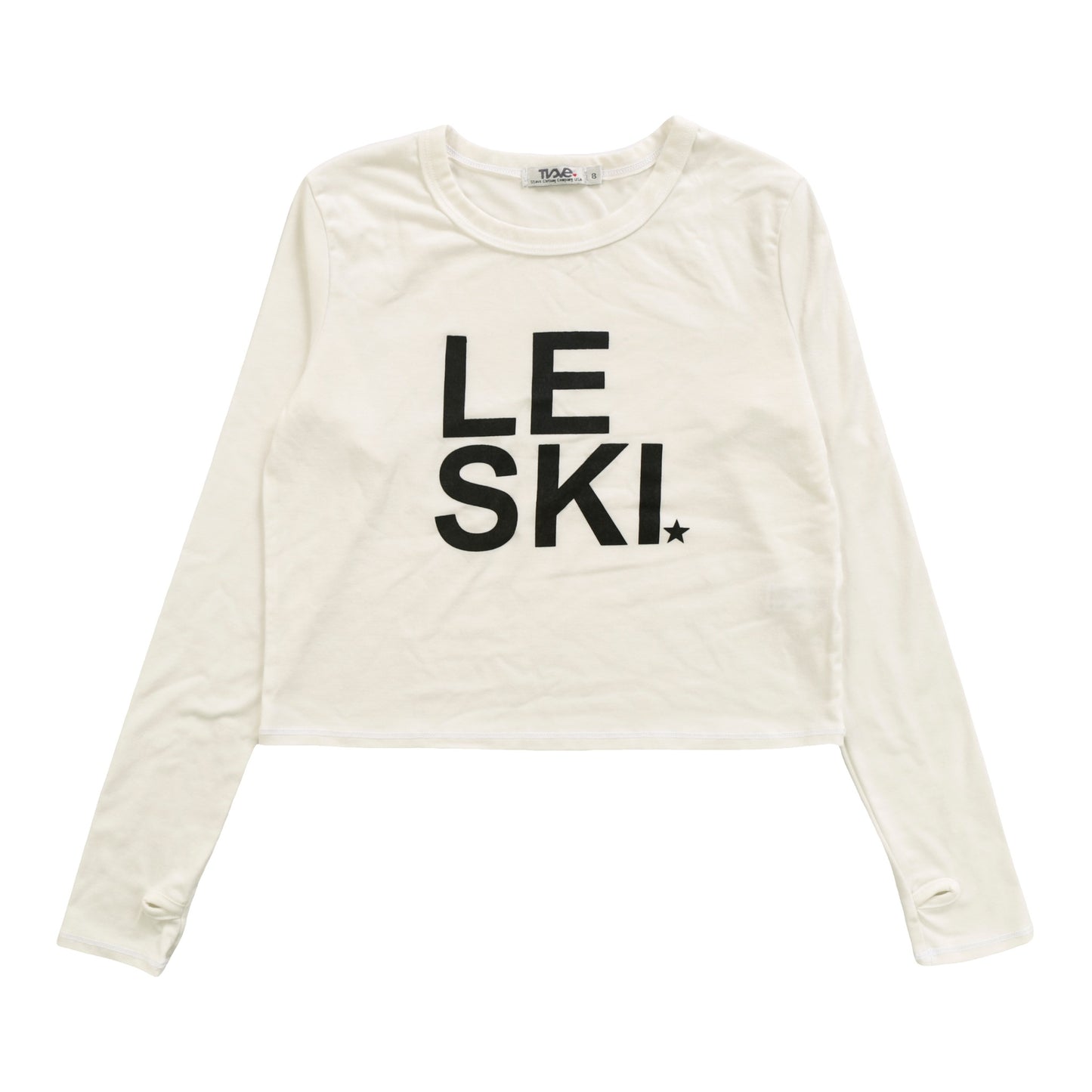 Heather Long-Sleeved Boxy Tee with Thumbholes ("LE SKI")