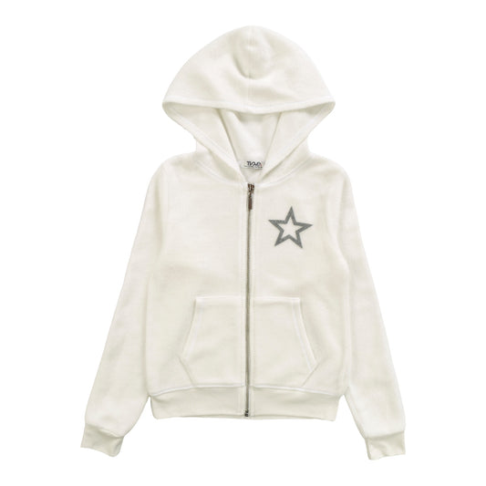 Hooded Jacket (Reversed-Fabric Star Outline Print)