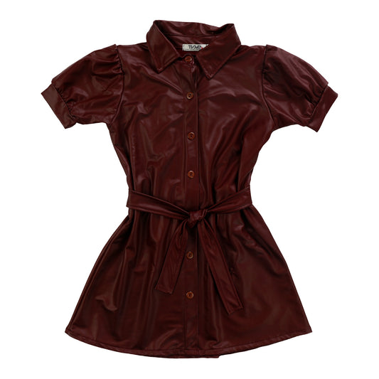 Short-Sleeved Collared Button-Front Dress
