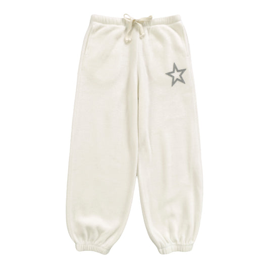Slit-Pocket Sweatpants (Reversed-Fabric Star Outline Print)