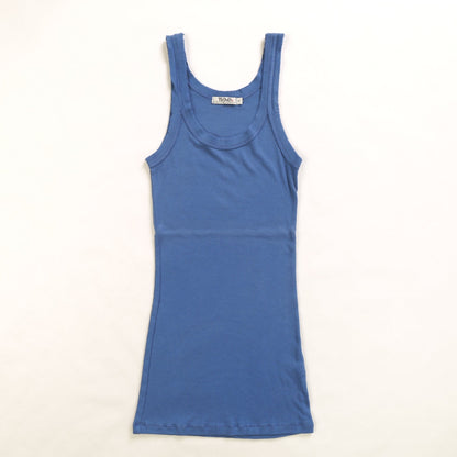 women's raw-edge tank top in blue color