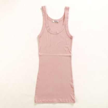 women's raw-edge tank top in coral pink color