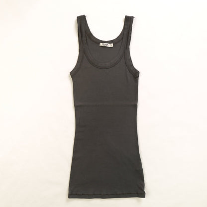 women's raw-edge tank top in dark gray color