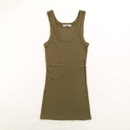 women's raw-edge tank top in olive color