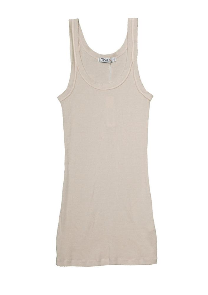 women's beige raw-edge tank top