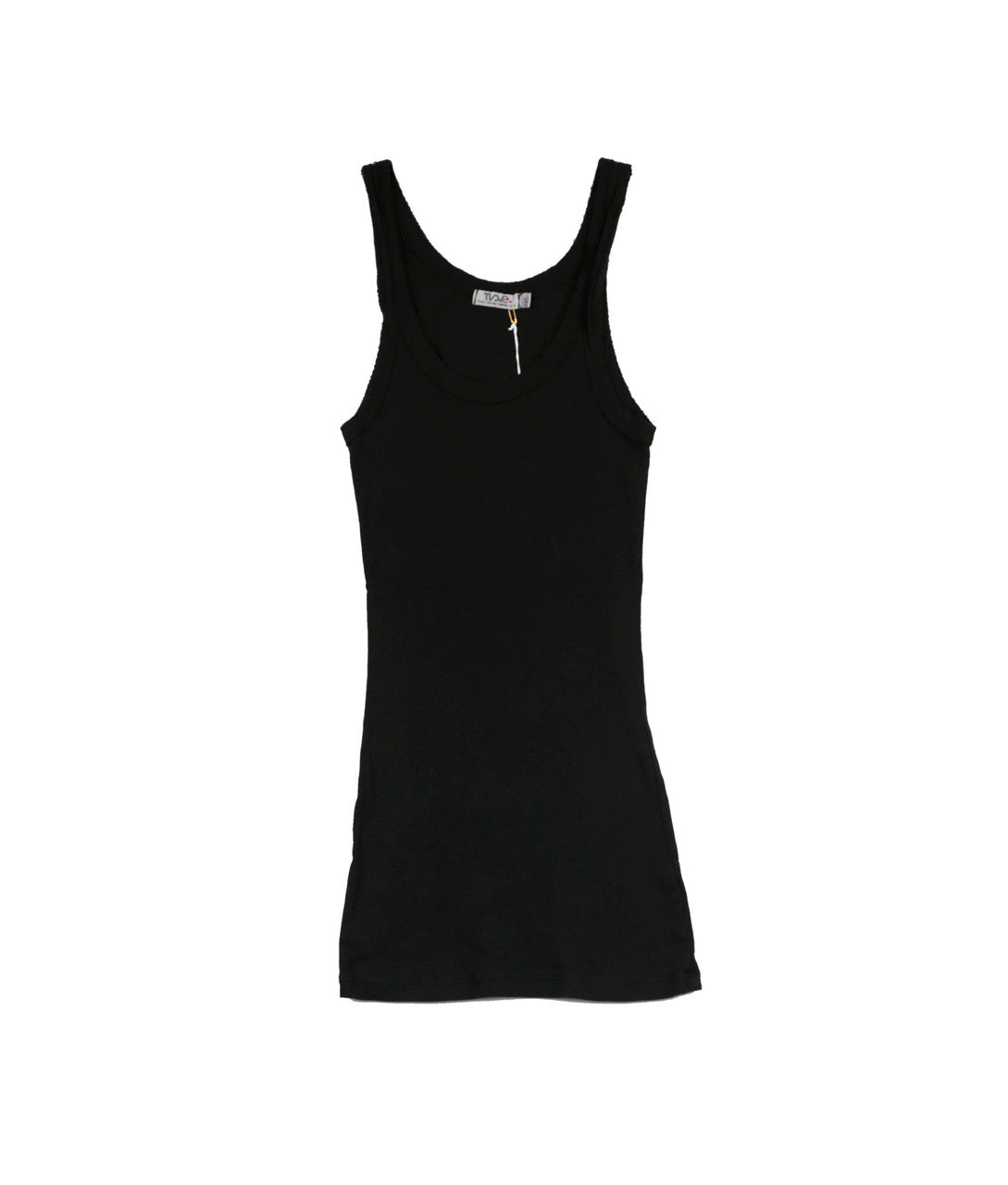 women's black raw-edge tank top