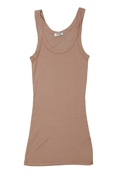 women's brown raw-edge tank top