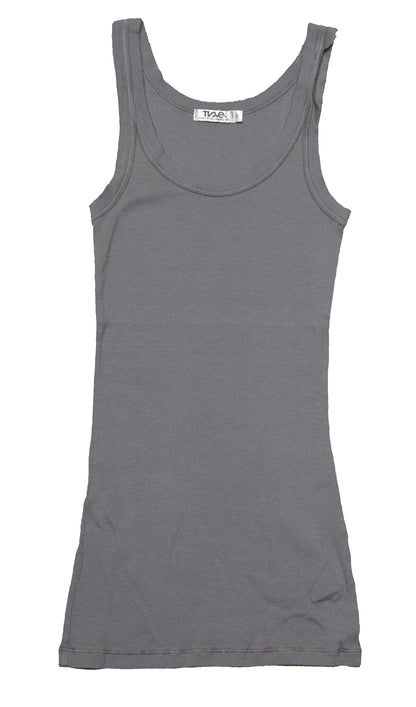 women's gray raw-edge tank top