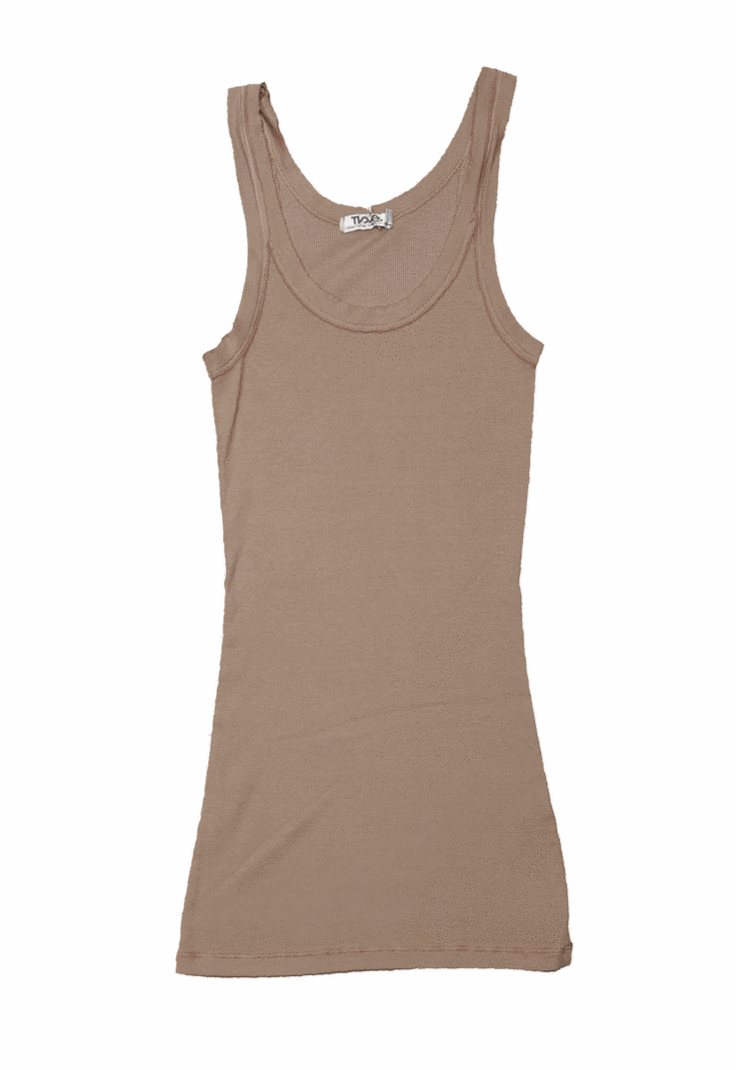 women's mocha raw-edge tank top