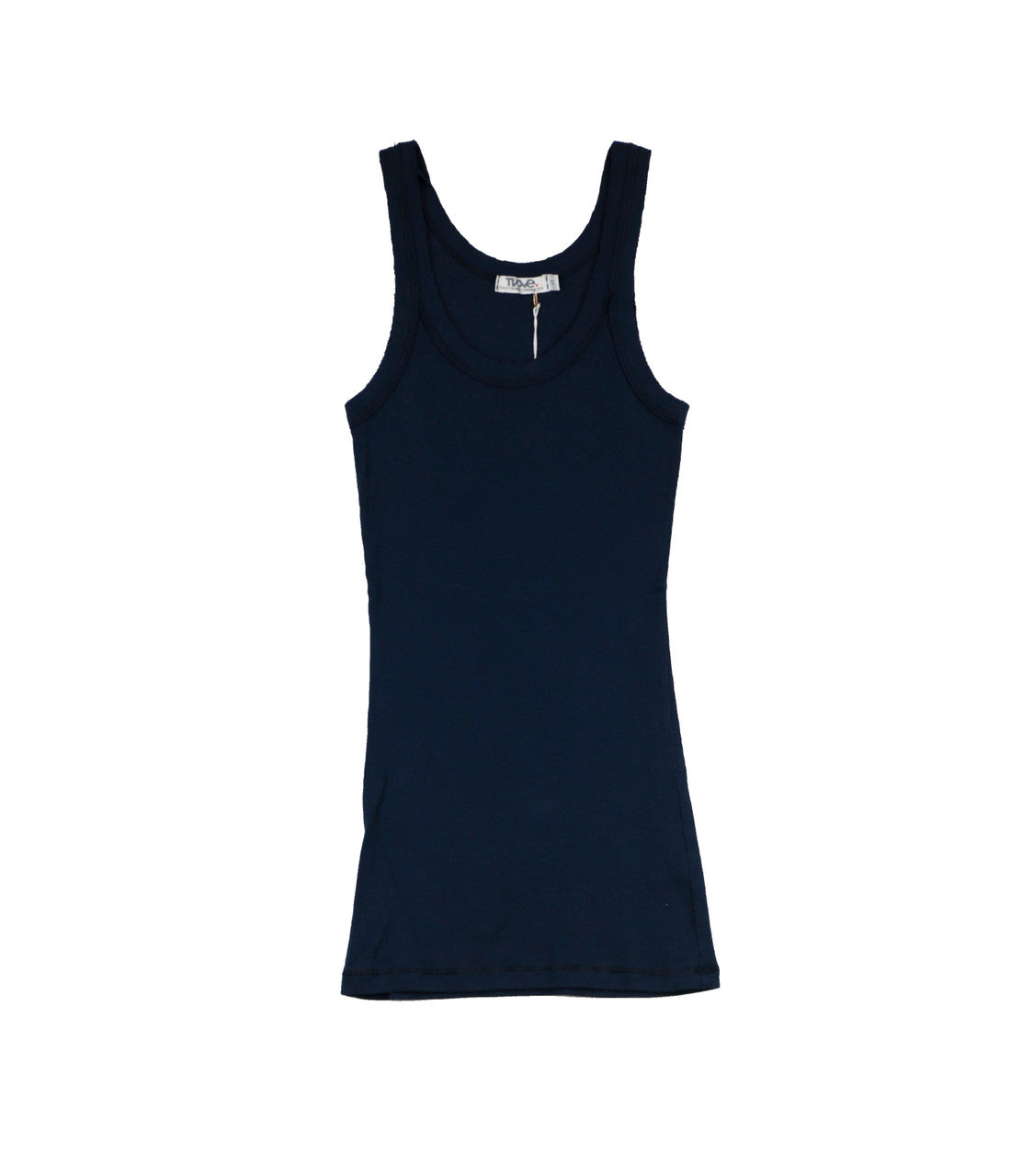 women's navy raw-edge tank top