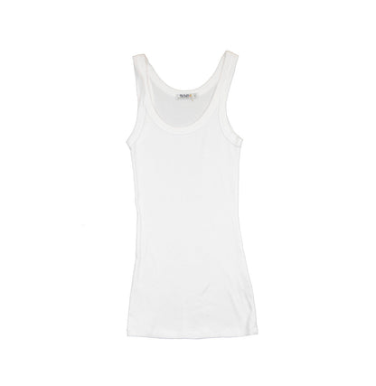 women's white raw-edge tank top