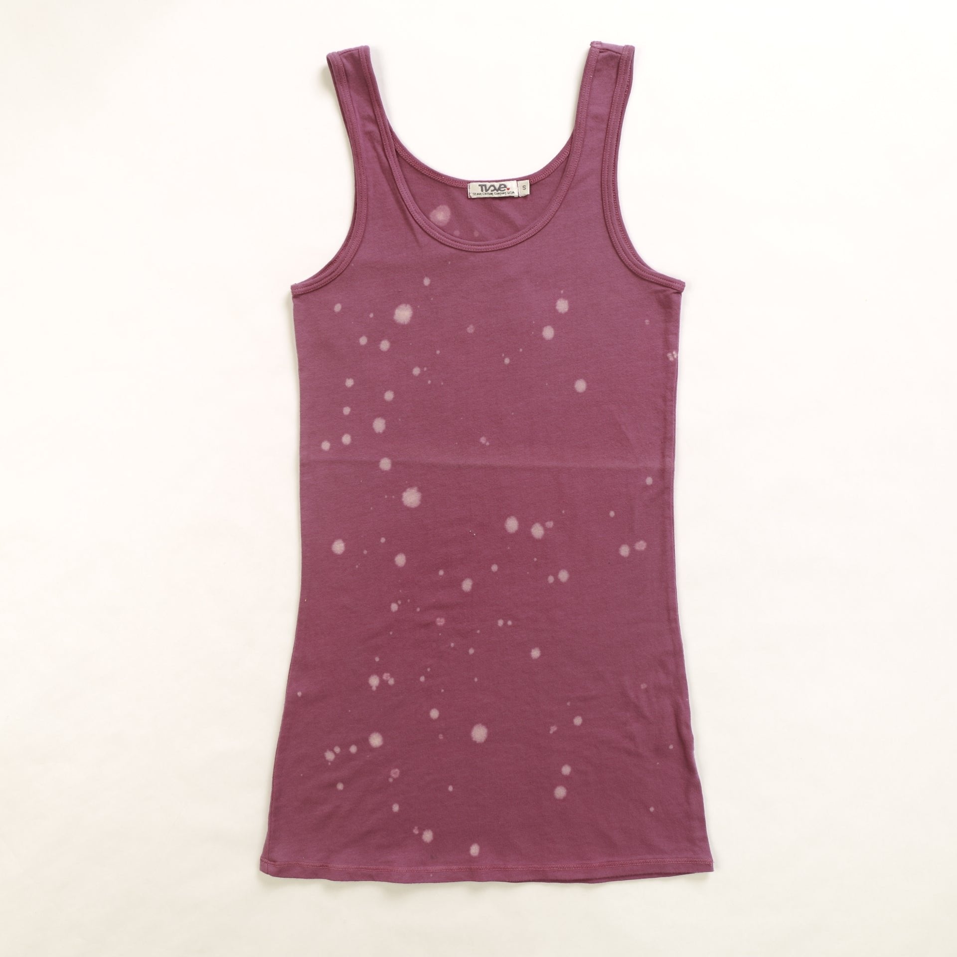 women's magenta with lighter magenta tie-dye spots looser-fitting tank with broader straps