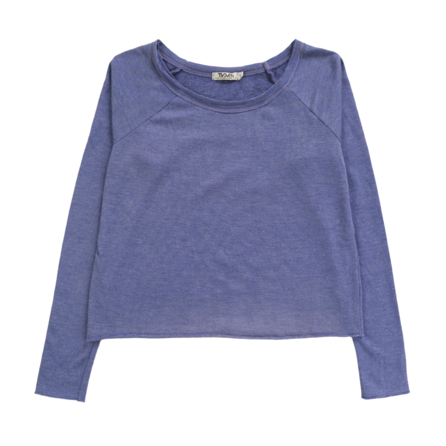 women's indigo blue loose-fitting raglan fleece fabric long-sleeve shirt