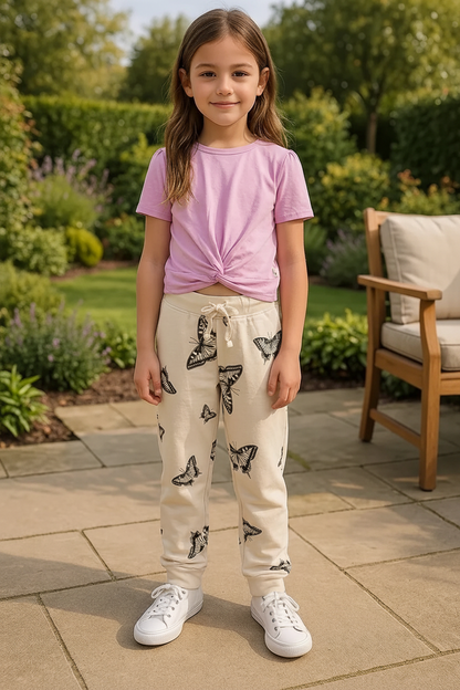 Cuffed Jogger Pants (Butterflies Pattern)